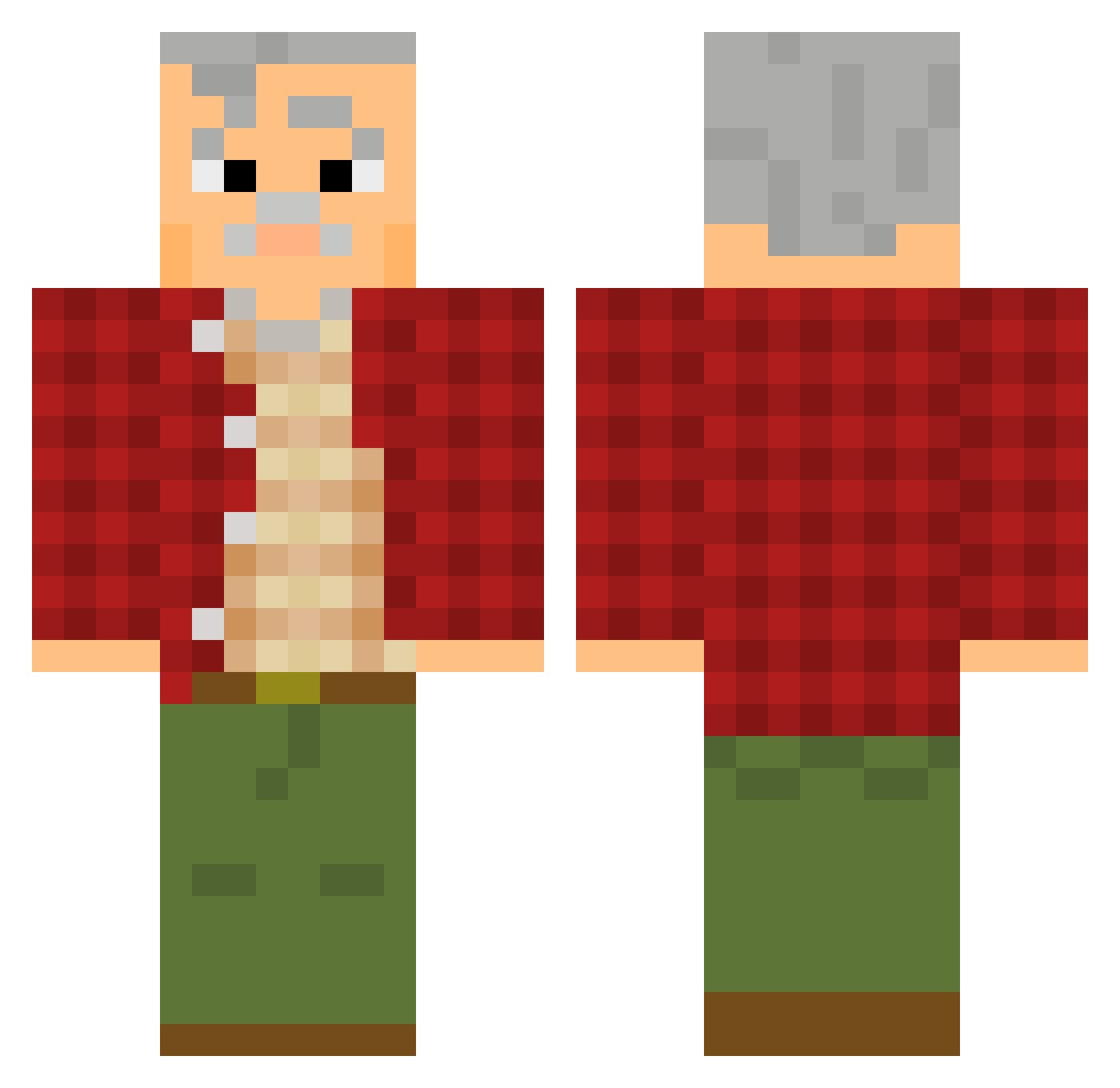 Highhat Minecraft skin, front and back view