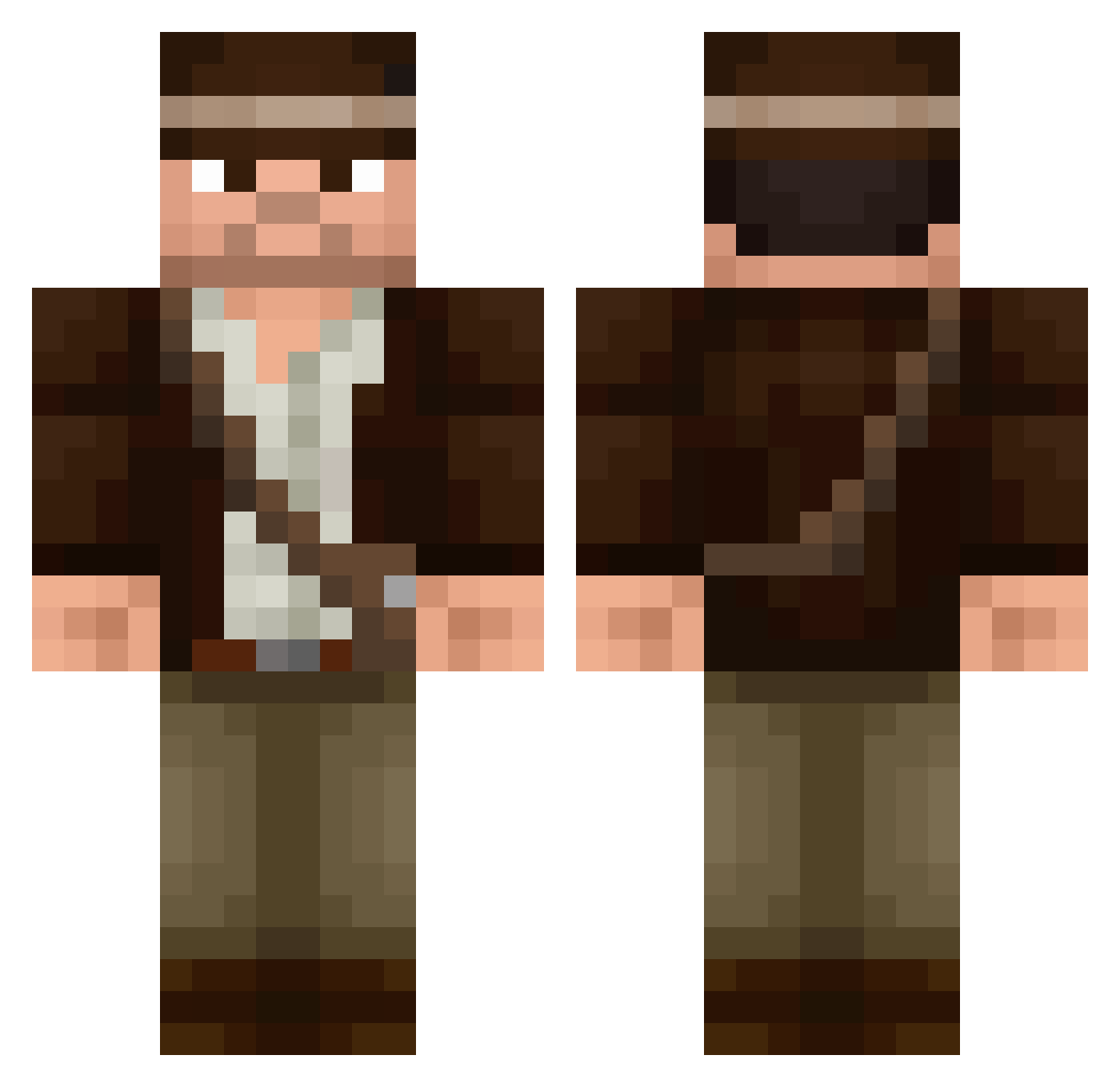 MrAviator Minecraft skin, front and back view