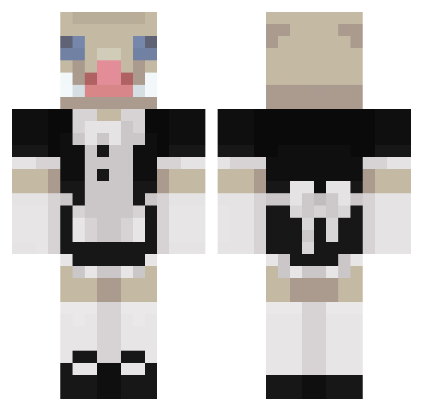 DiosCabin Minecraft skin, front and back view