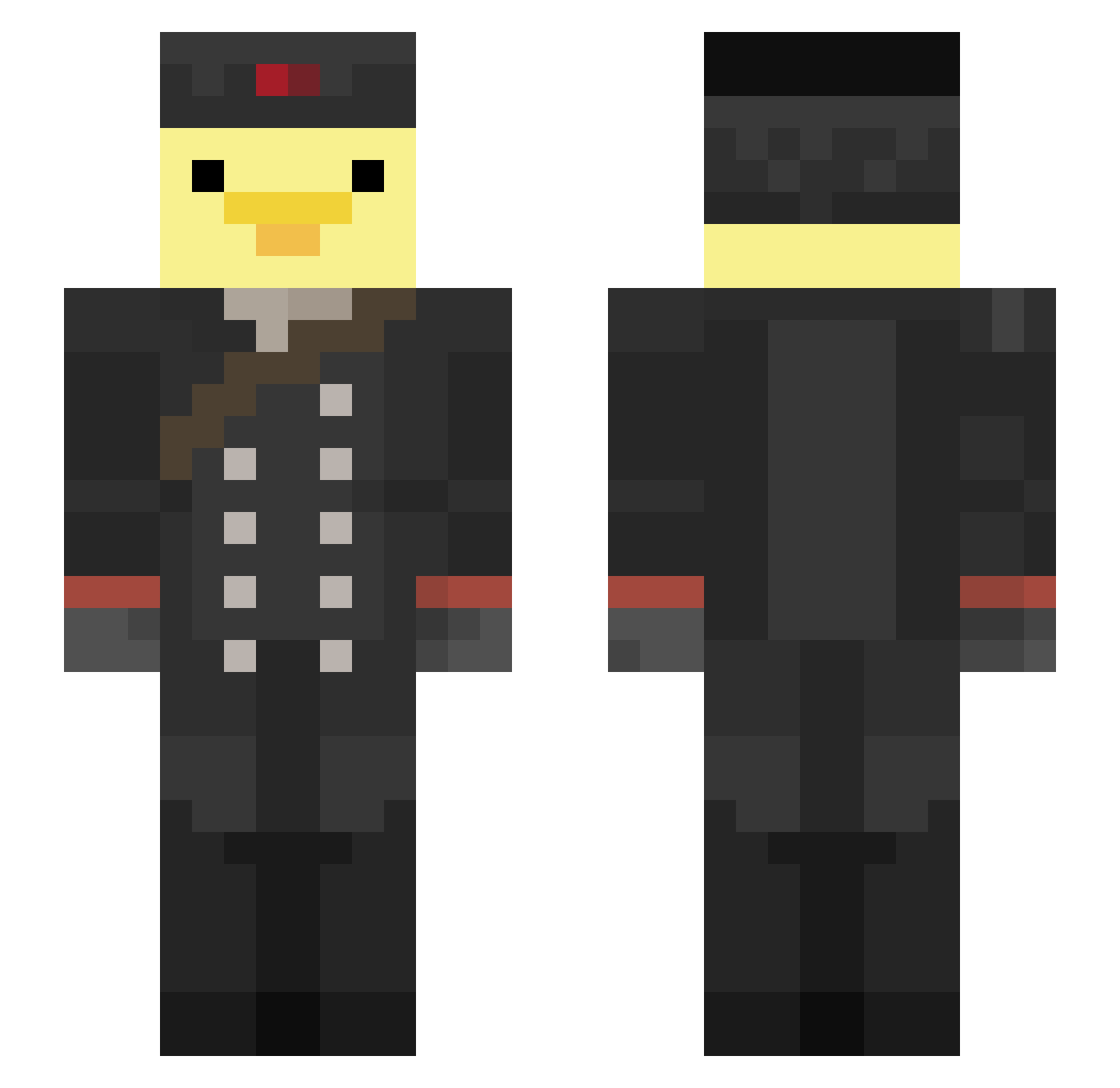 MrMilkNoob Minecraft skin, front and back view