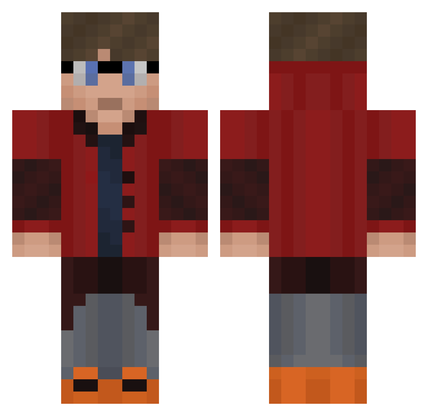 xSNate Minecraft skin, front and back view