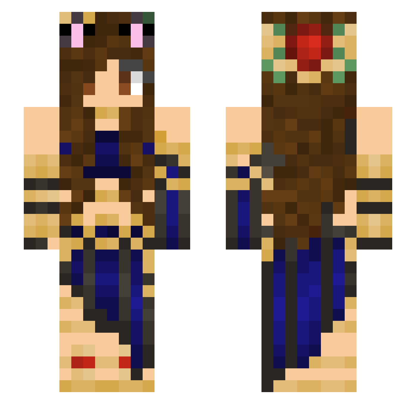 xItzKittehHere Minecraft skin, front and back view