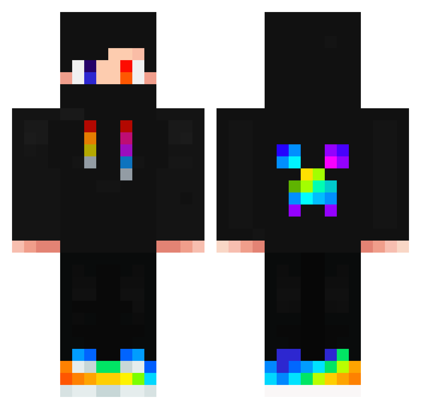 Strangermarks Minecraft skin, front and back view