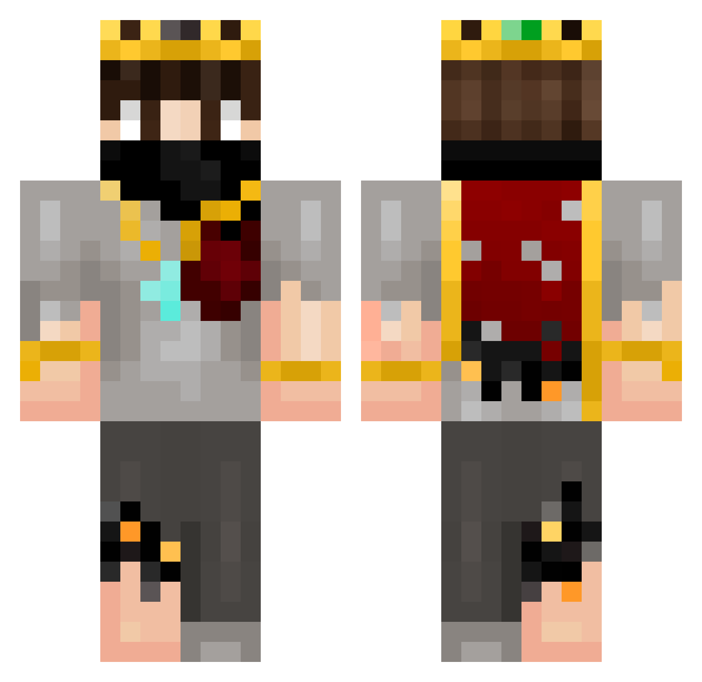TechtonAx Minecraft skin, front and back view