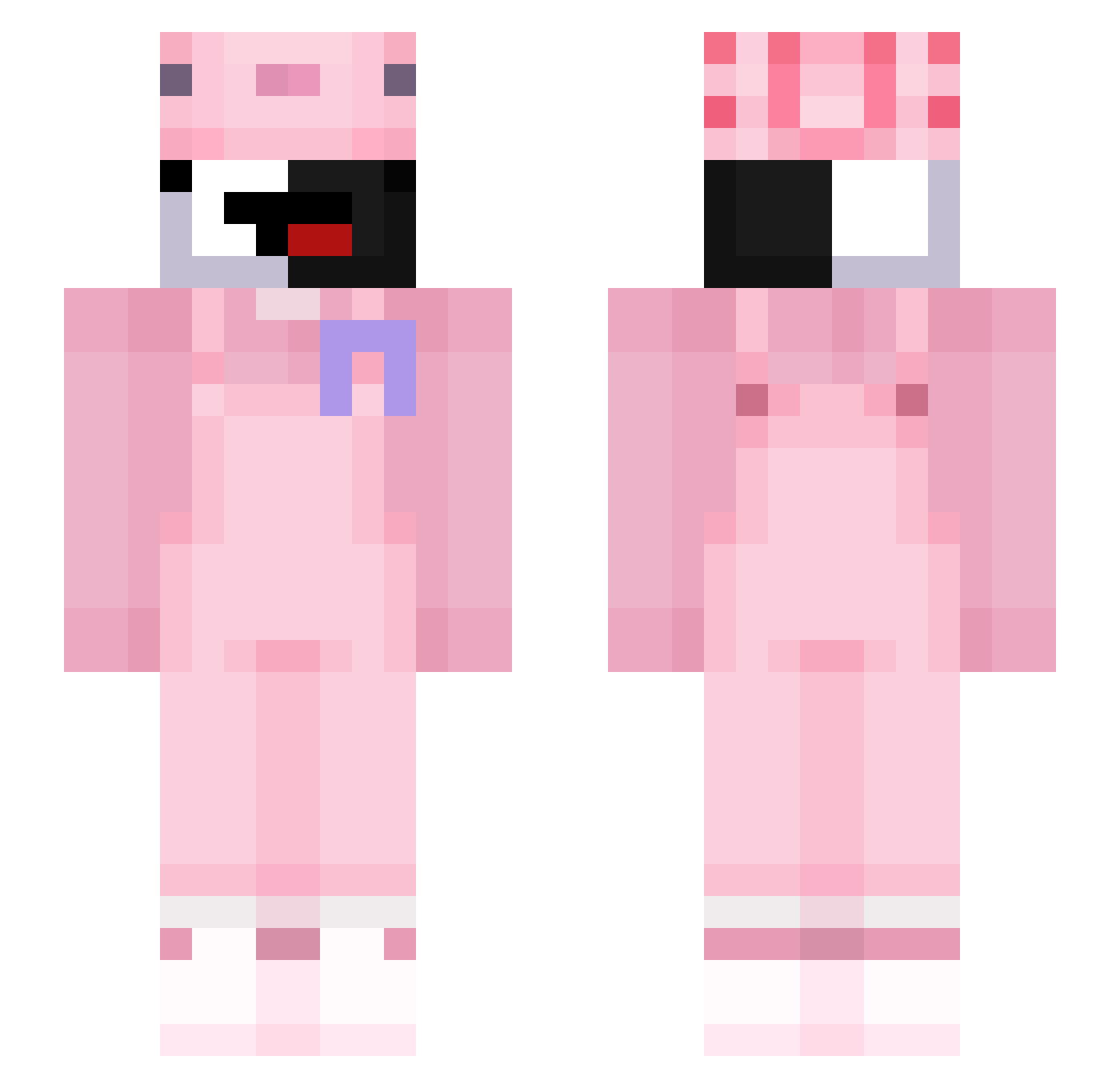 Warkahtes Minecraft skin, front and back view