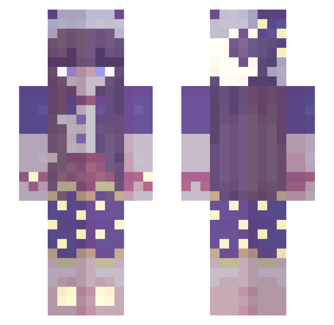 Thriller_Akaza Minecraft skin, front and back view