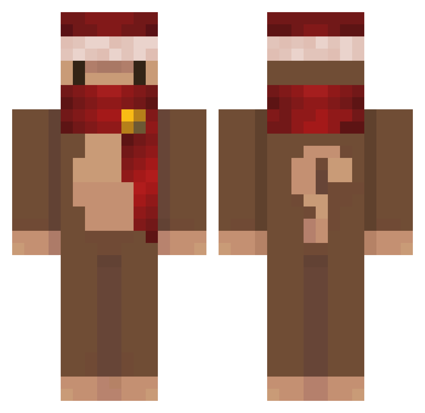 yetitemp Minecraft skin, front and back view