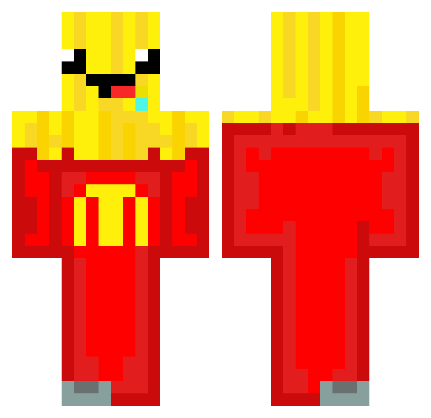KillauraKing Minecraft skin, front and back view