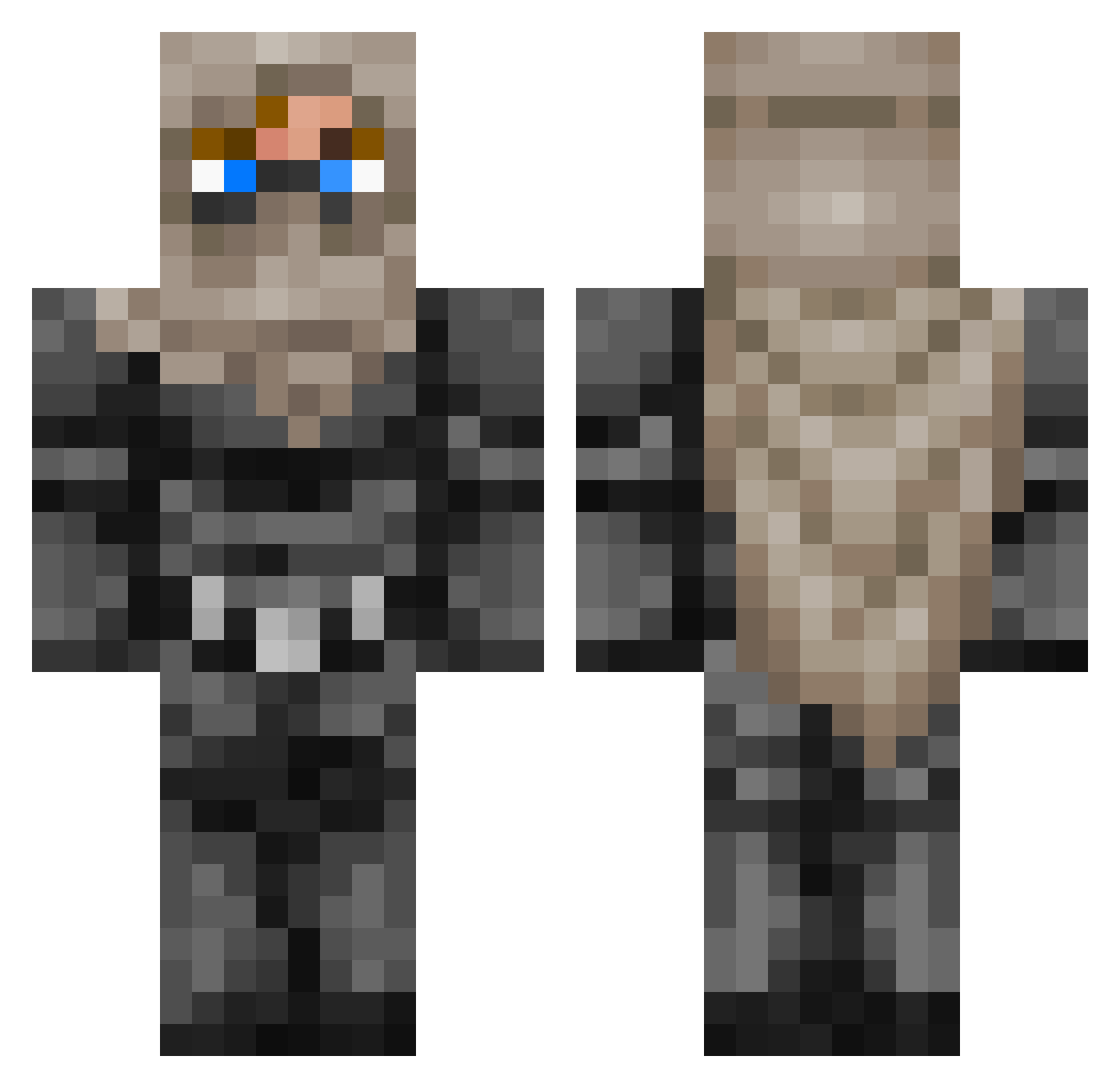 BobbyWasabi8311 Minecraft skin, front and back view