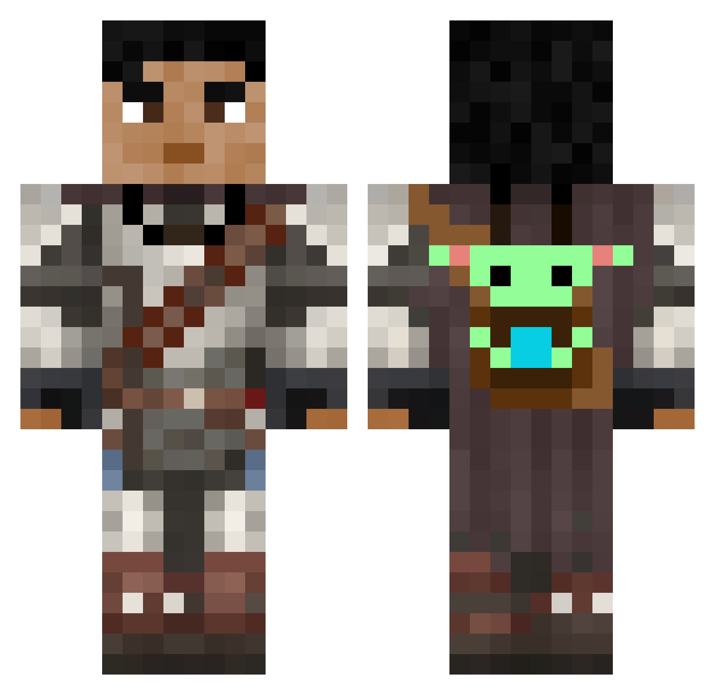 visabtw Minecraft skin, front and back view