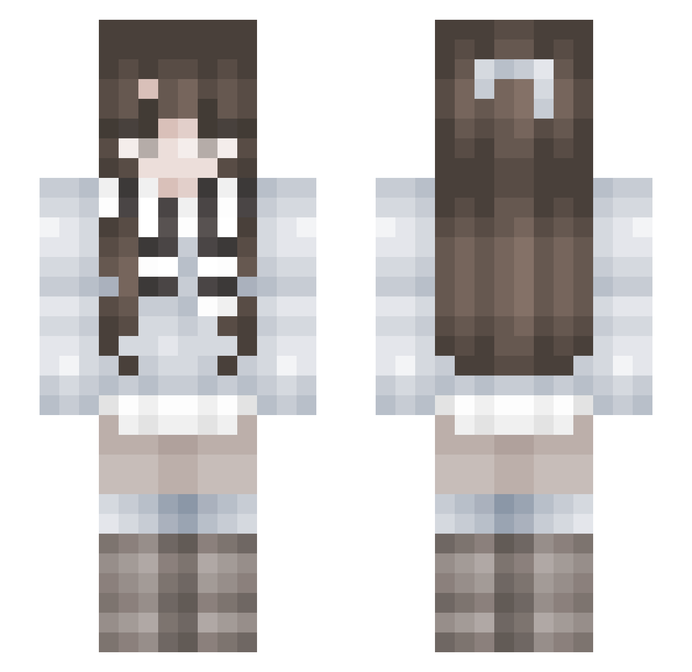 natlilo Minecraft skin, front and back view