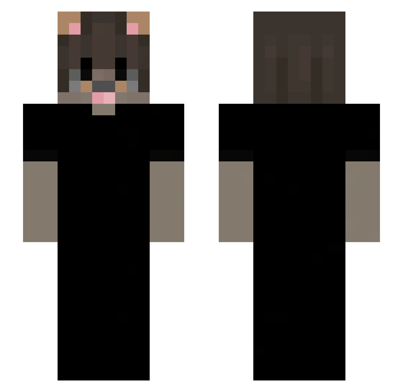 16thz Minecraft skin, front and back view