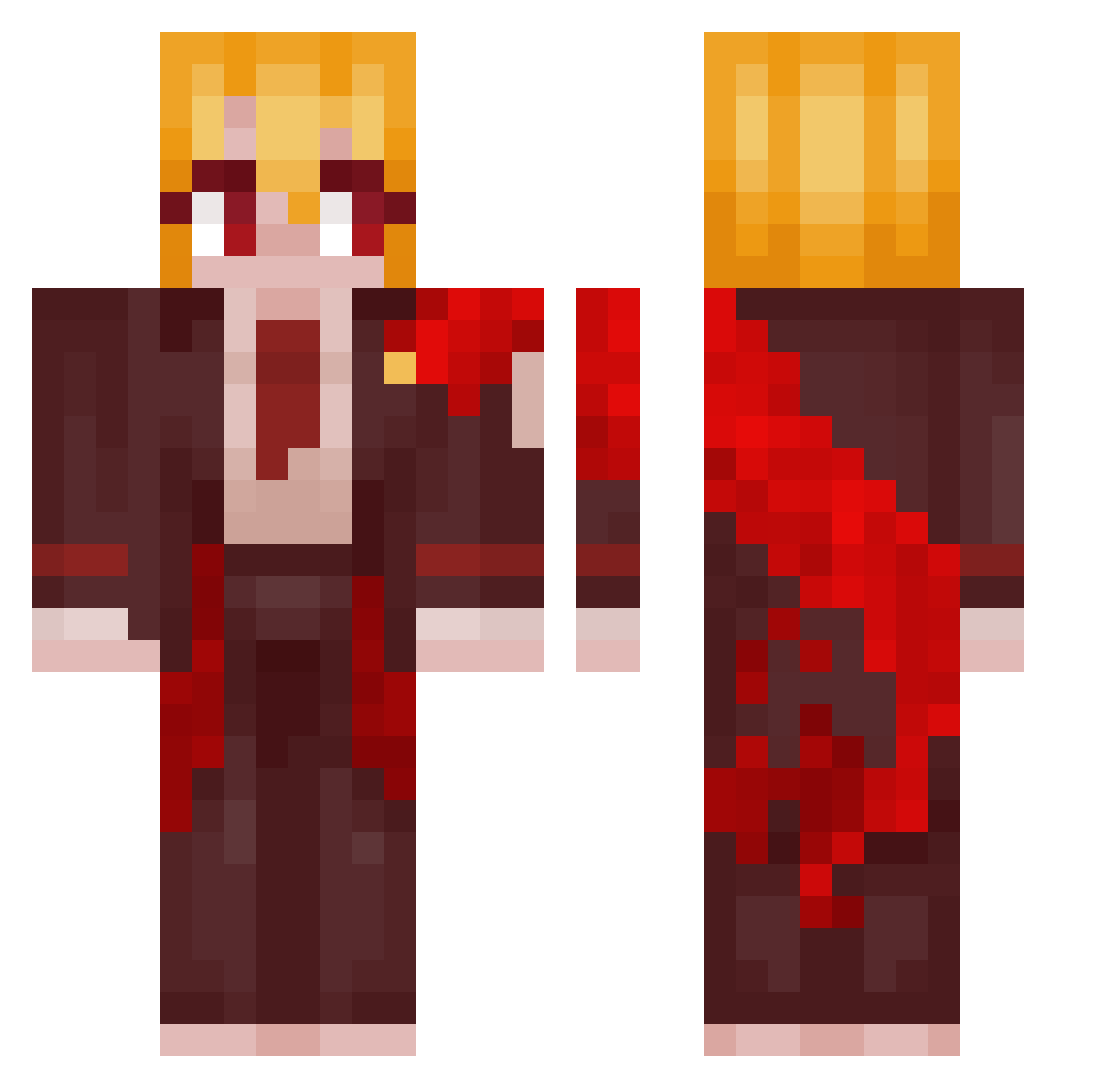 Numnut1337 Minecraft skin, front and back view