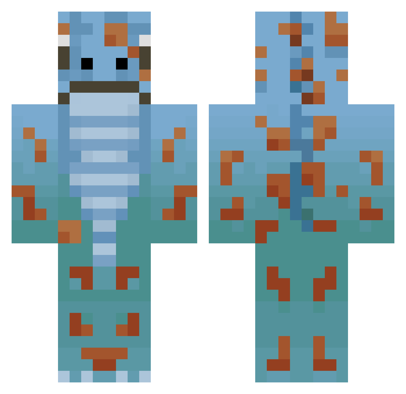 WaffleDude12345 Minecraft skin, front and back view
