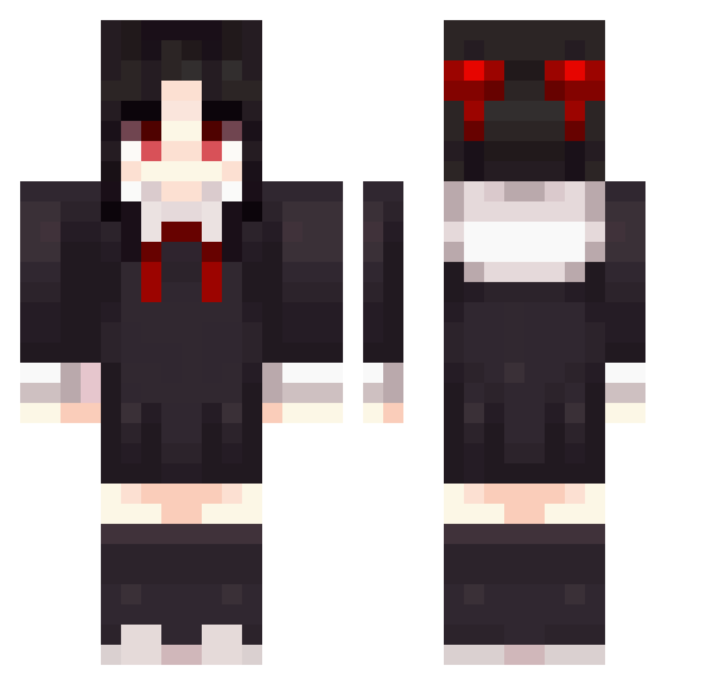 FengMood Minecraft skin, front and back view