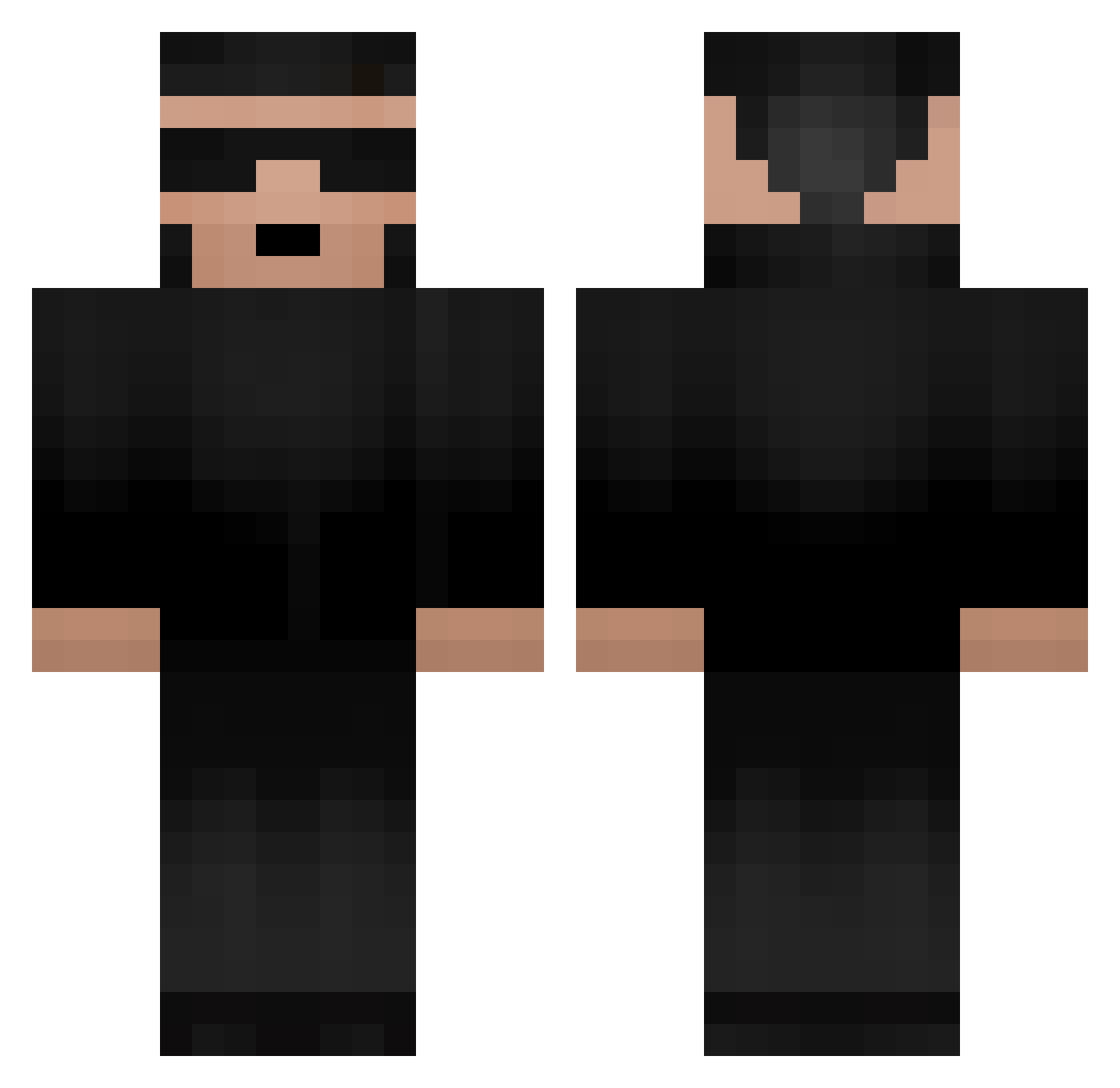 ghastboy Minecraft skin, front and back view