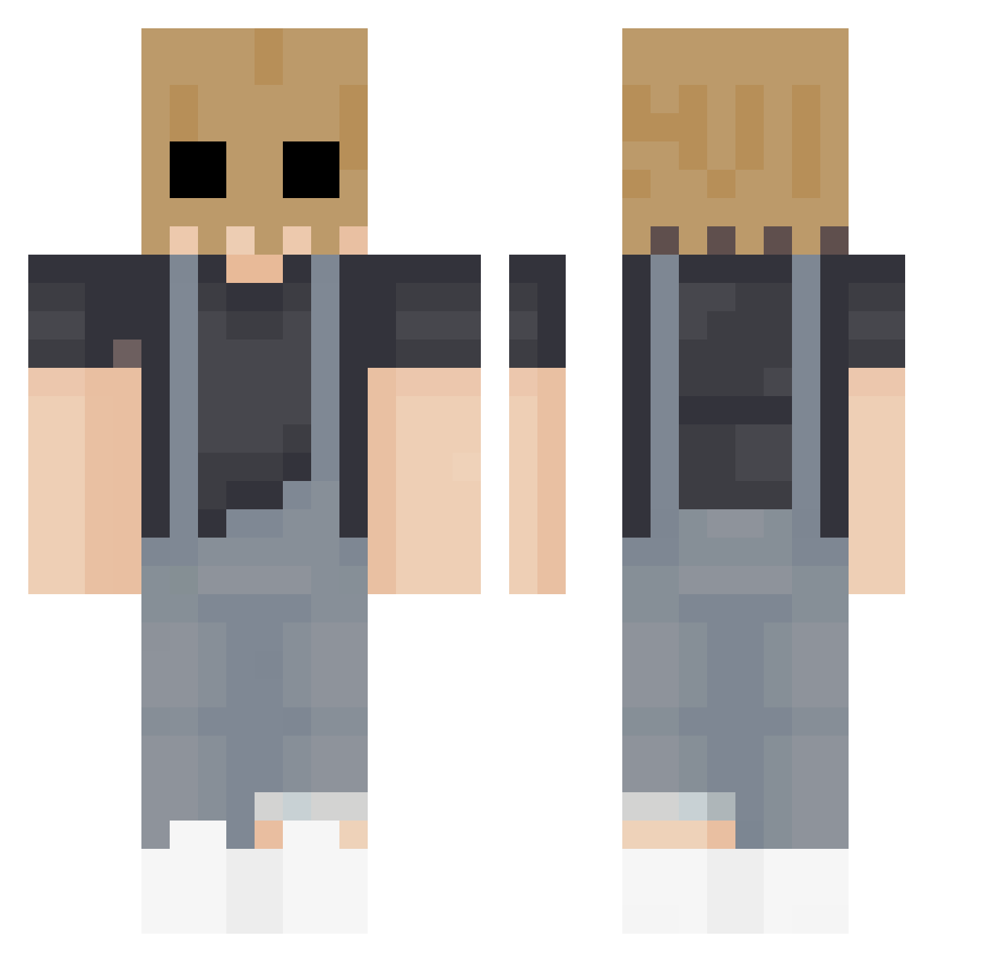 Grey_bag Minecraft skin, front and back view