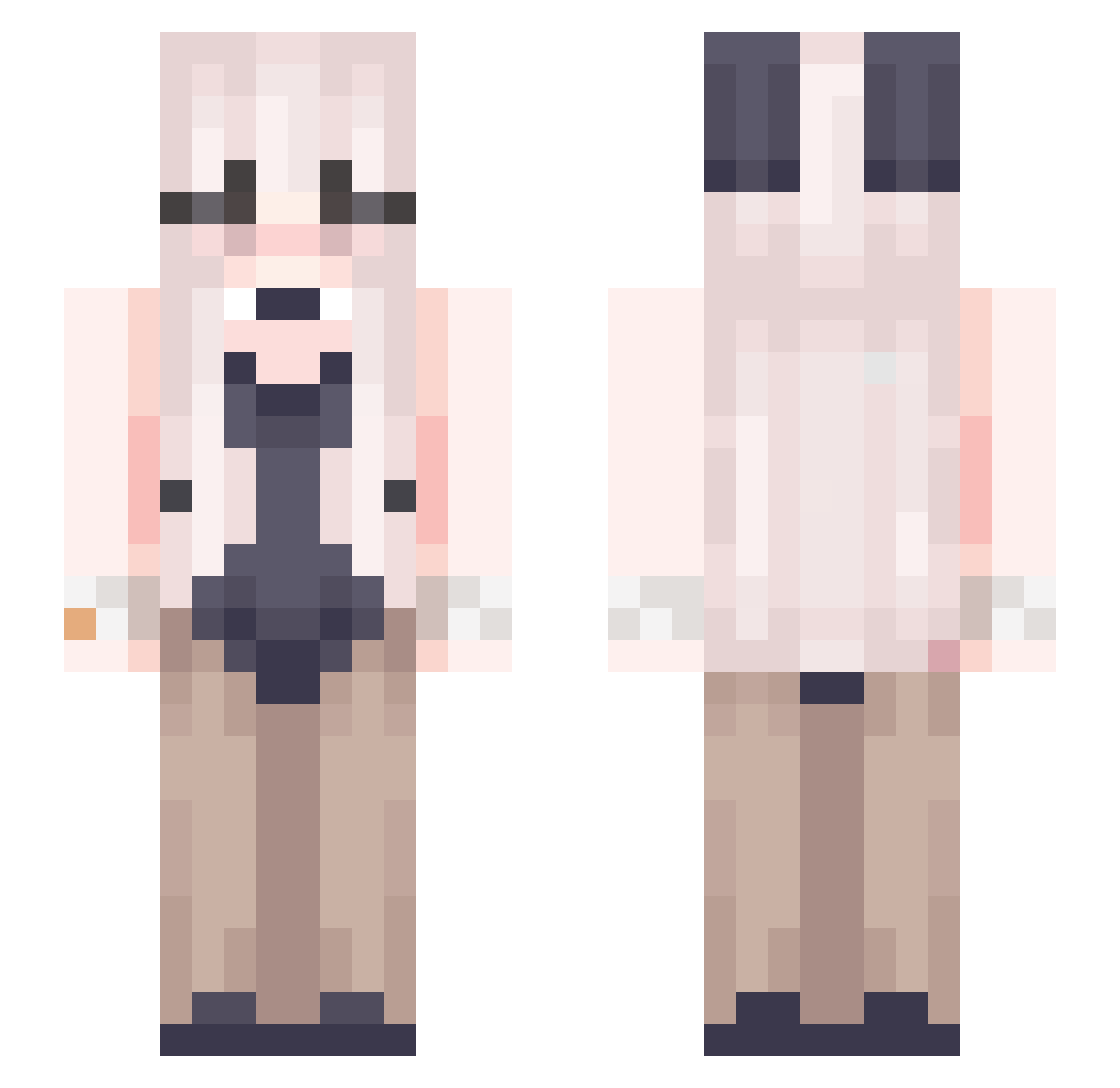 PrincesssCody Minecraft skin, front and back view