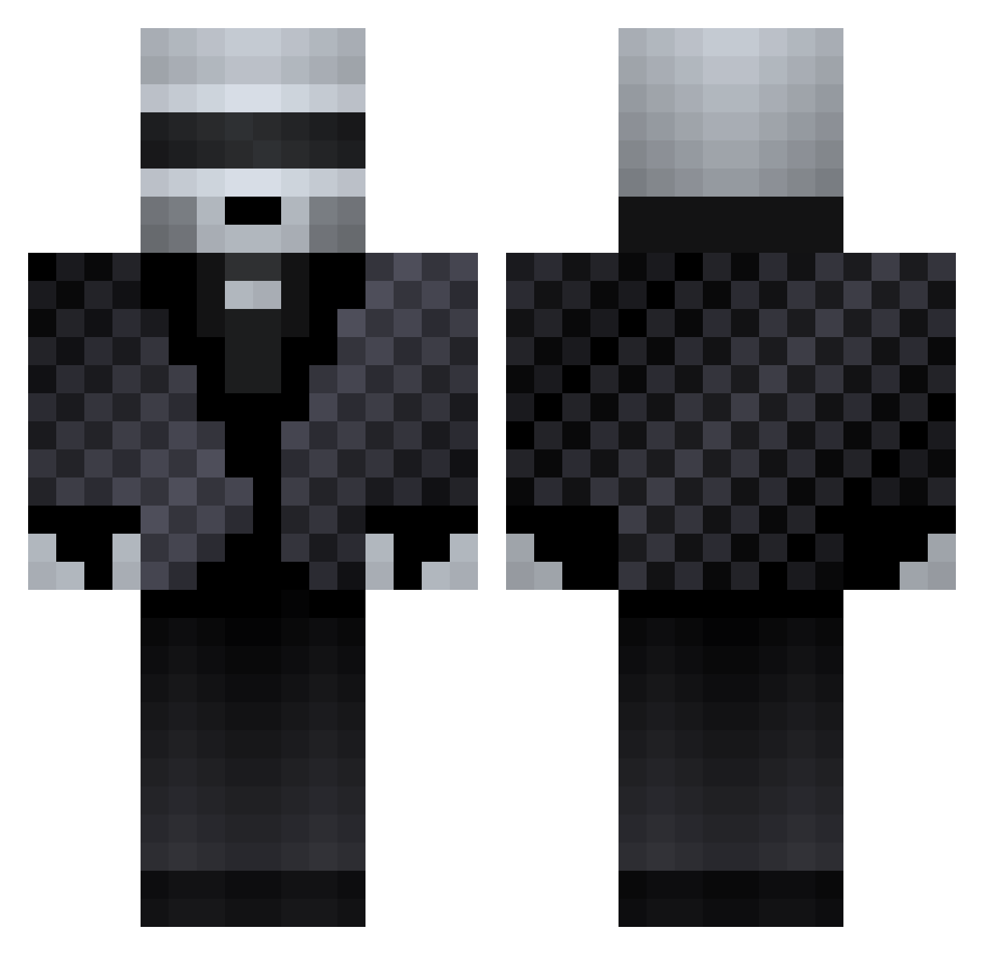 Vanock Minecraft skin, front and back view