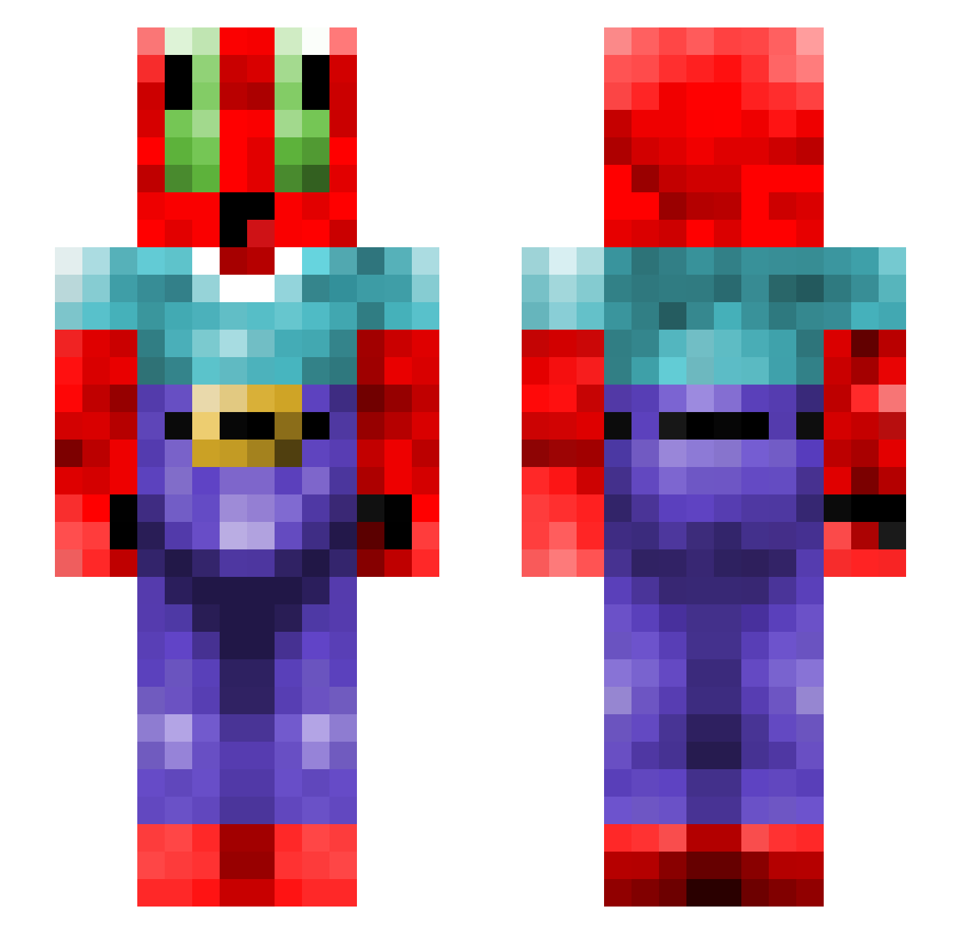 Kazexx Minecraft skin, front and back view