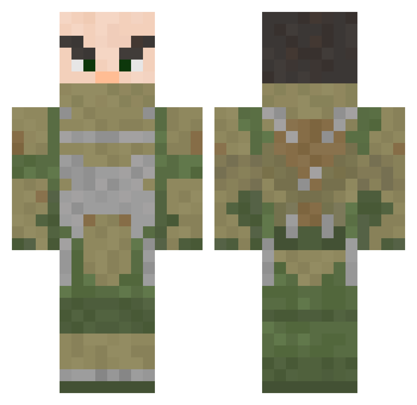 Pumx Minecraft skin, front and back view