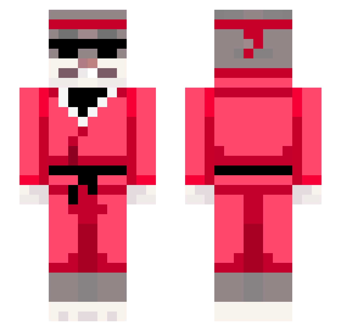 Antizajko Minecraft skin, front and back view