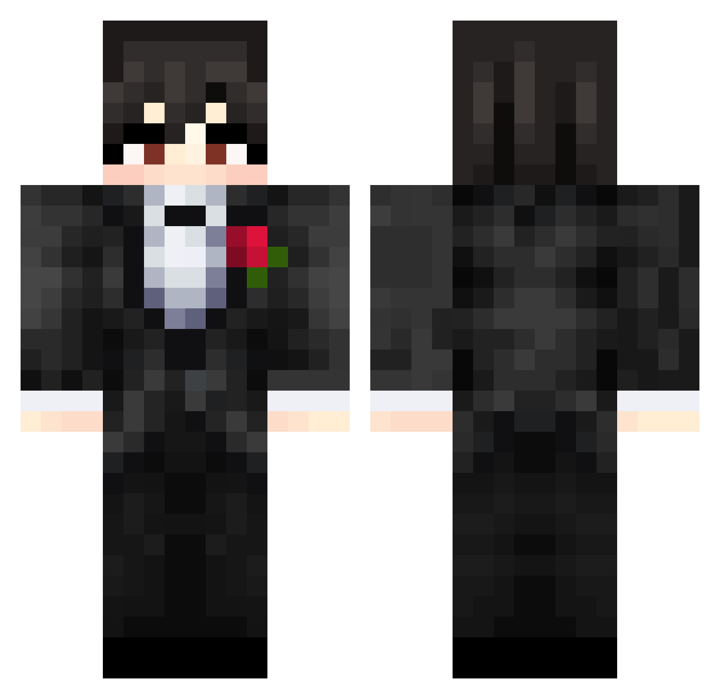 vv3ul Minecraft skin, front and back view