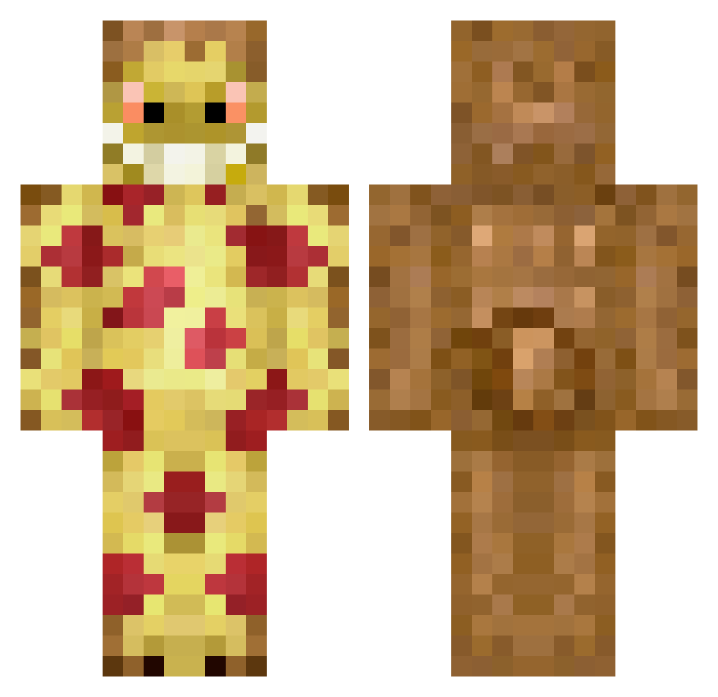 PizzaKitty Minecraft skin, front and back view