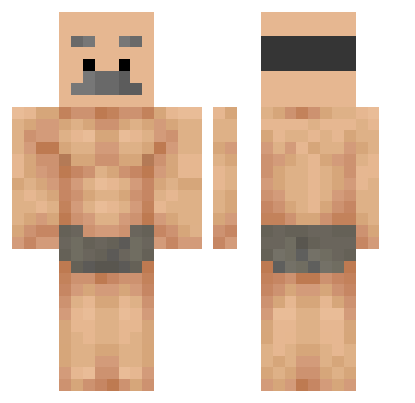 Phephegamer Minecraft skin, front and back view