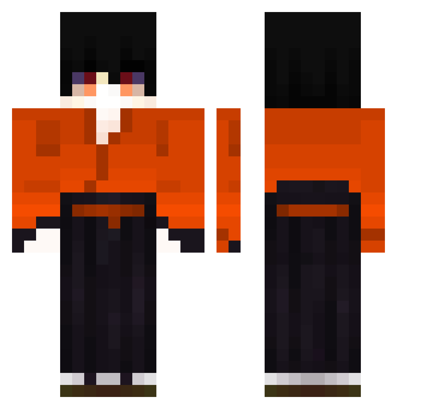 RaveElemental Minecraft skin, front and back view