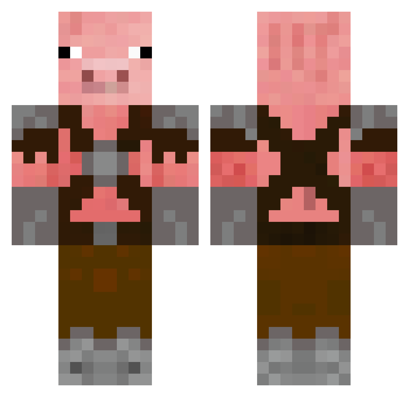 Blackened Minecraft skin, front and back view