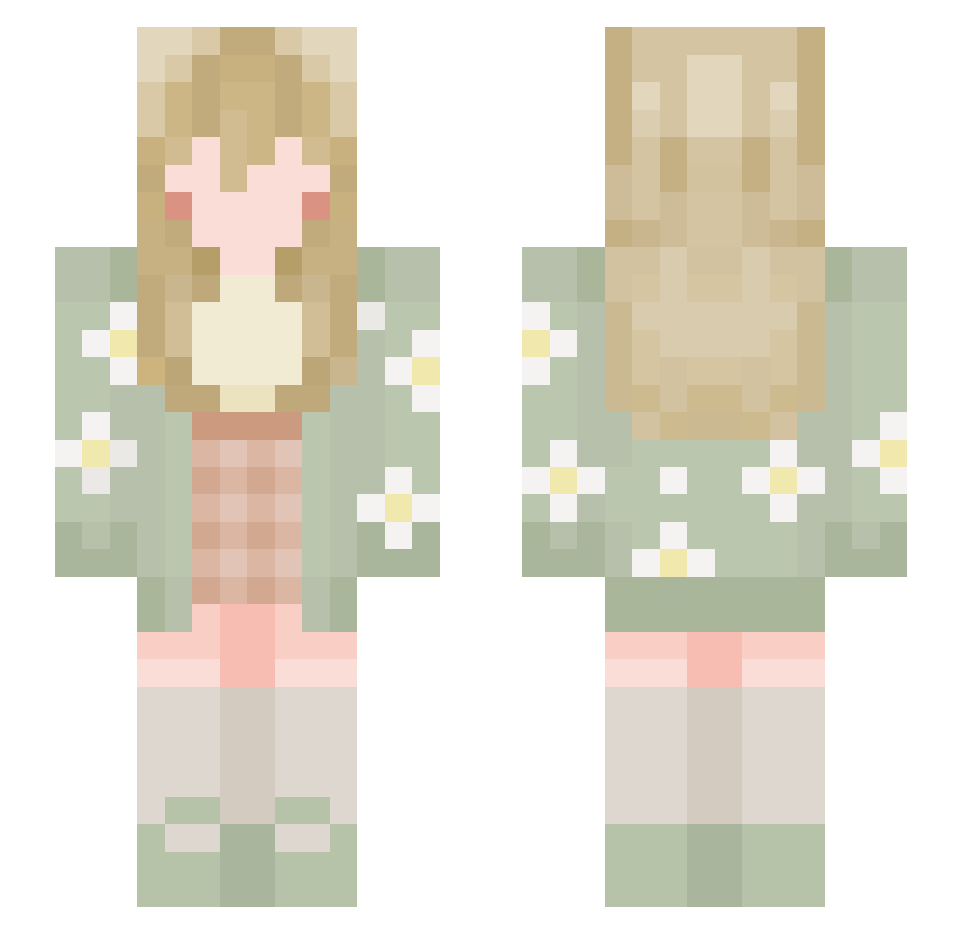thedearr Minecraft skin, front and back view