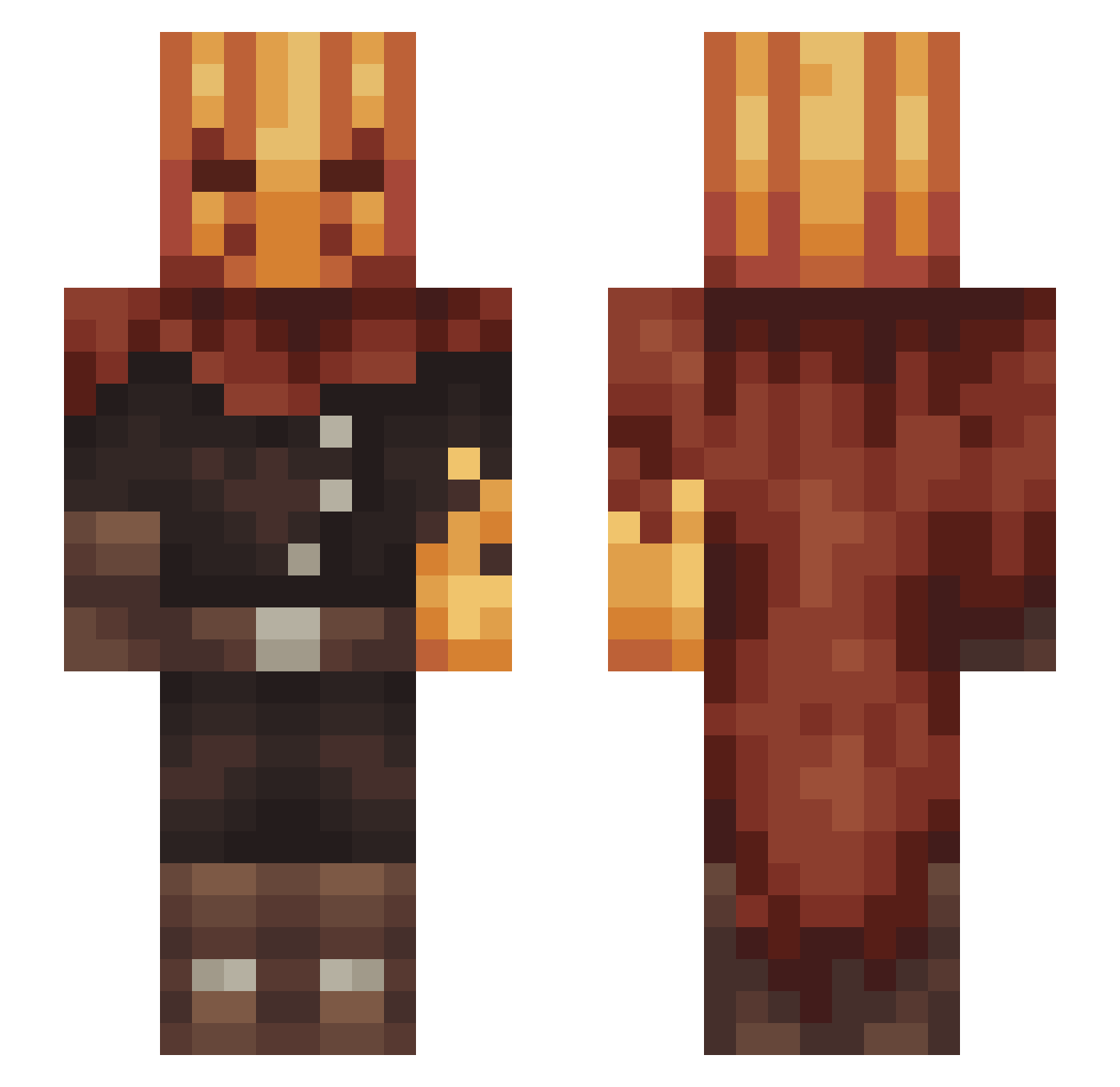 Scakk Minecraft skin, front and back view