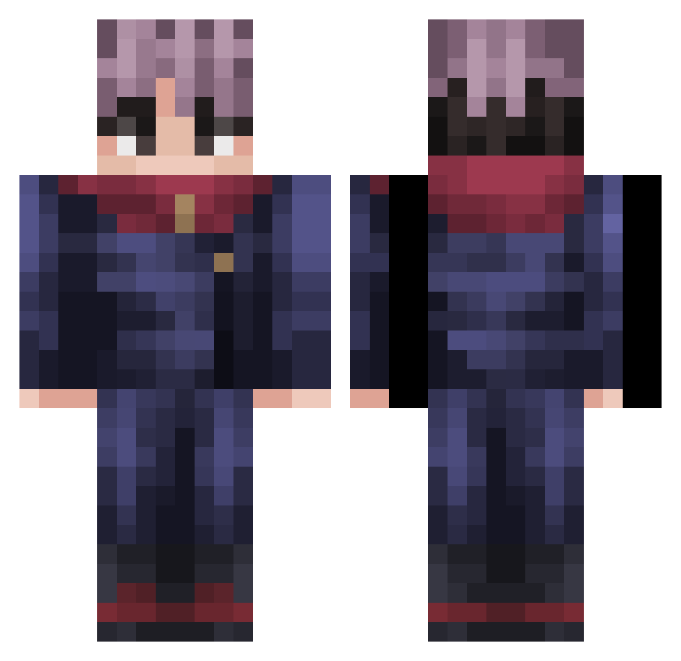 Sawyear Minecraft skin, front and back view