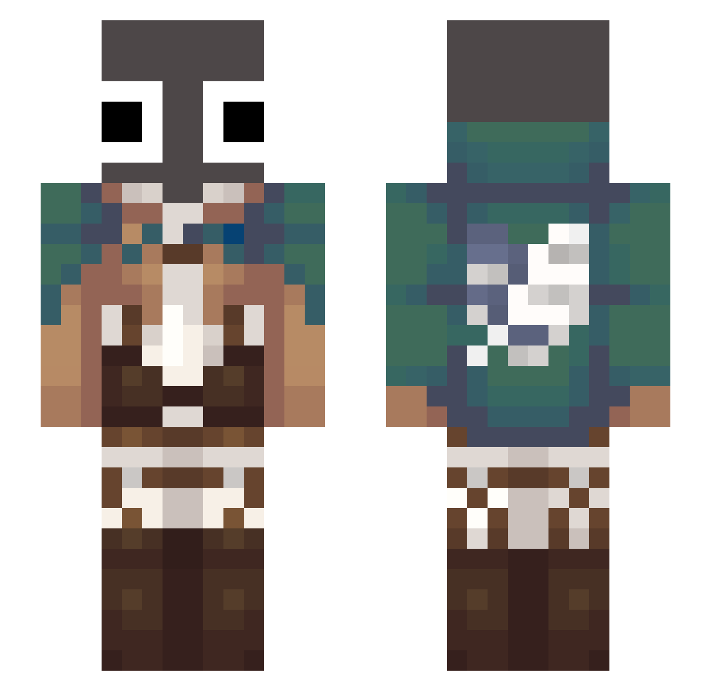 Juanito3407 Minecraft skin, front and back view