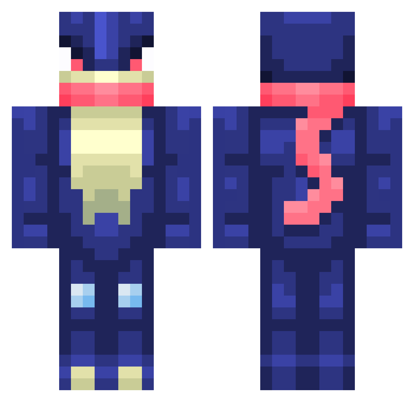 Snol Minecraft skin, front and back view