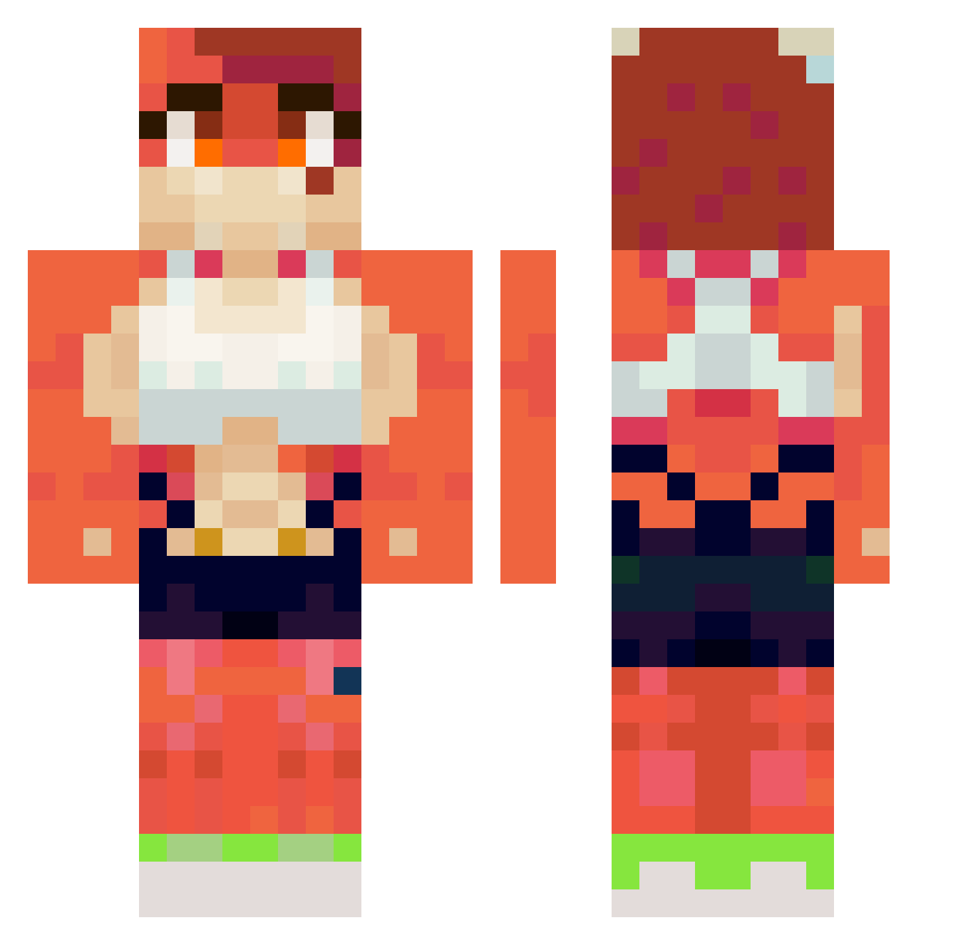 qFir Minecraft skin, front and back view