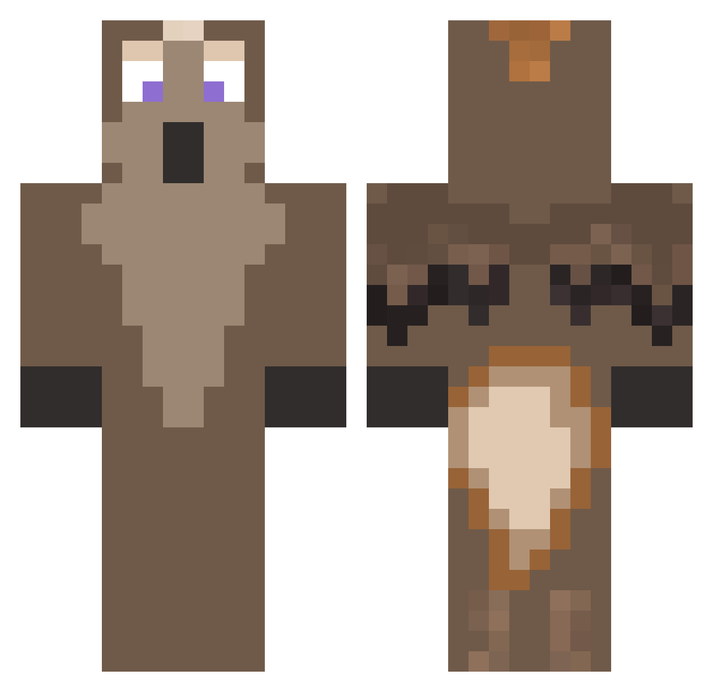AetoBirb Minecraft skin, front and back view
