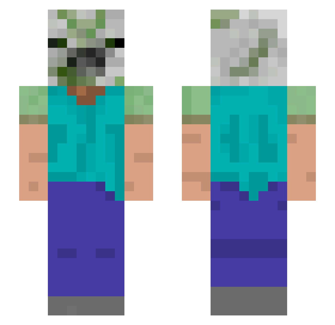Derpynugot Minecraft skin, front and back view