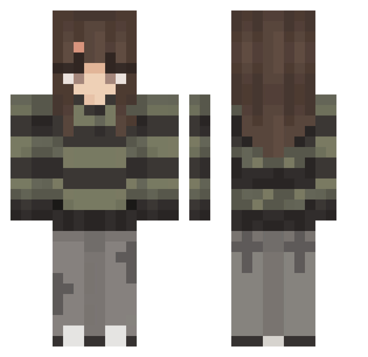 Stewflew Minecraft skin, front and back view