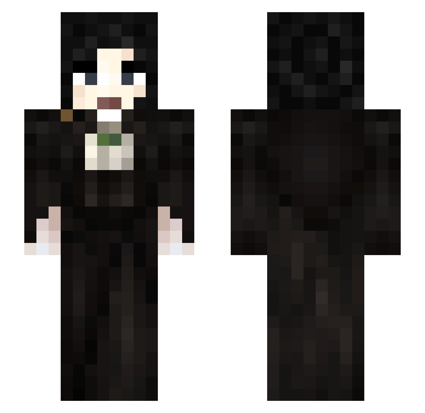 Jaccused Minecraft skin, front and back view