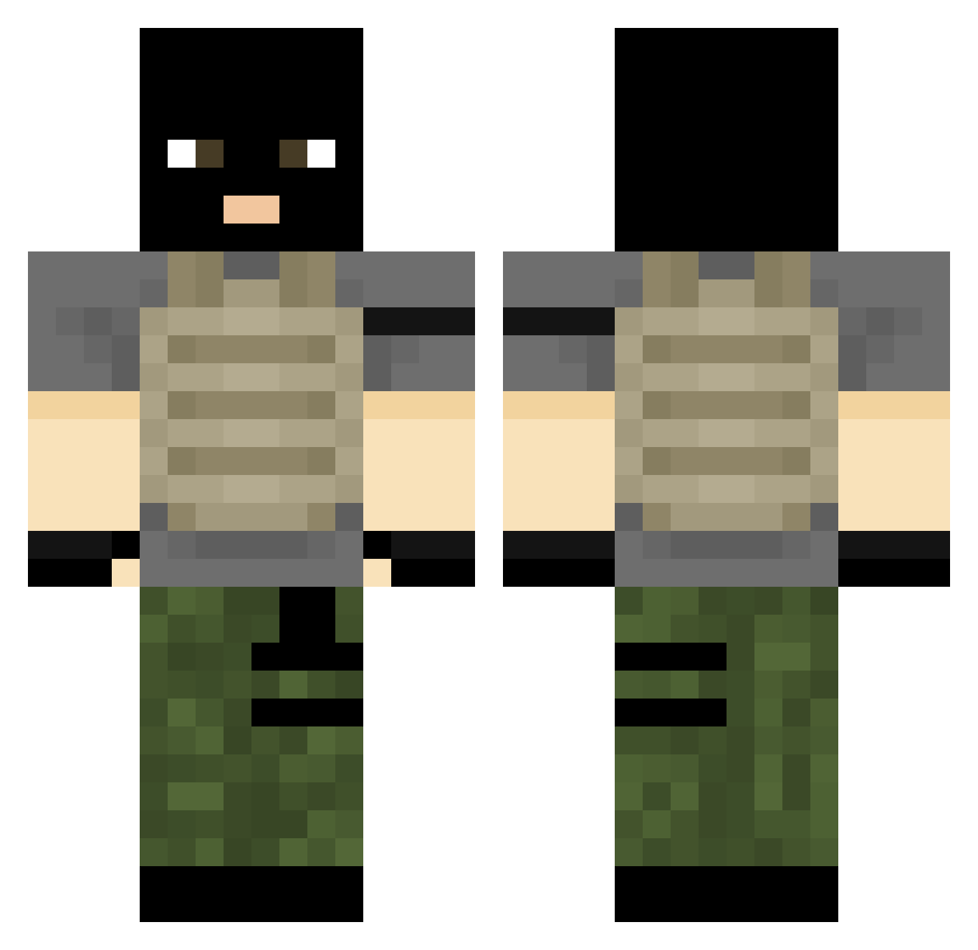 Crayu1 Minecraft skin, front and back view
