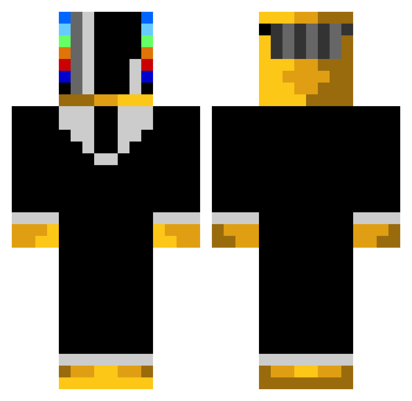 Blips Minecraft skin, front and back view