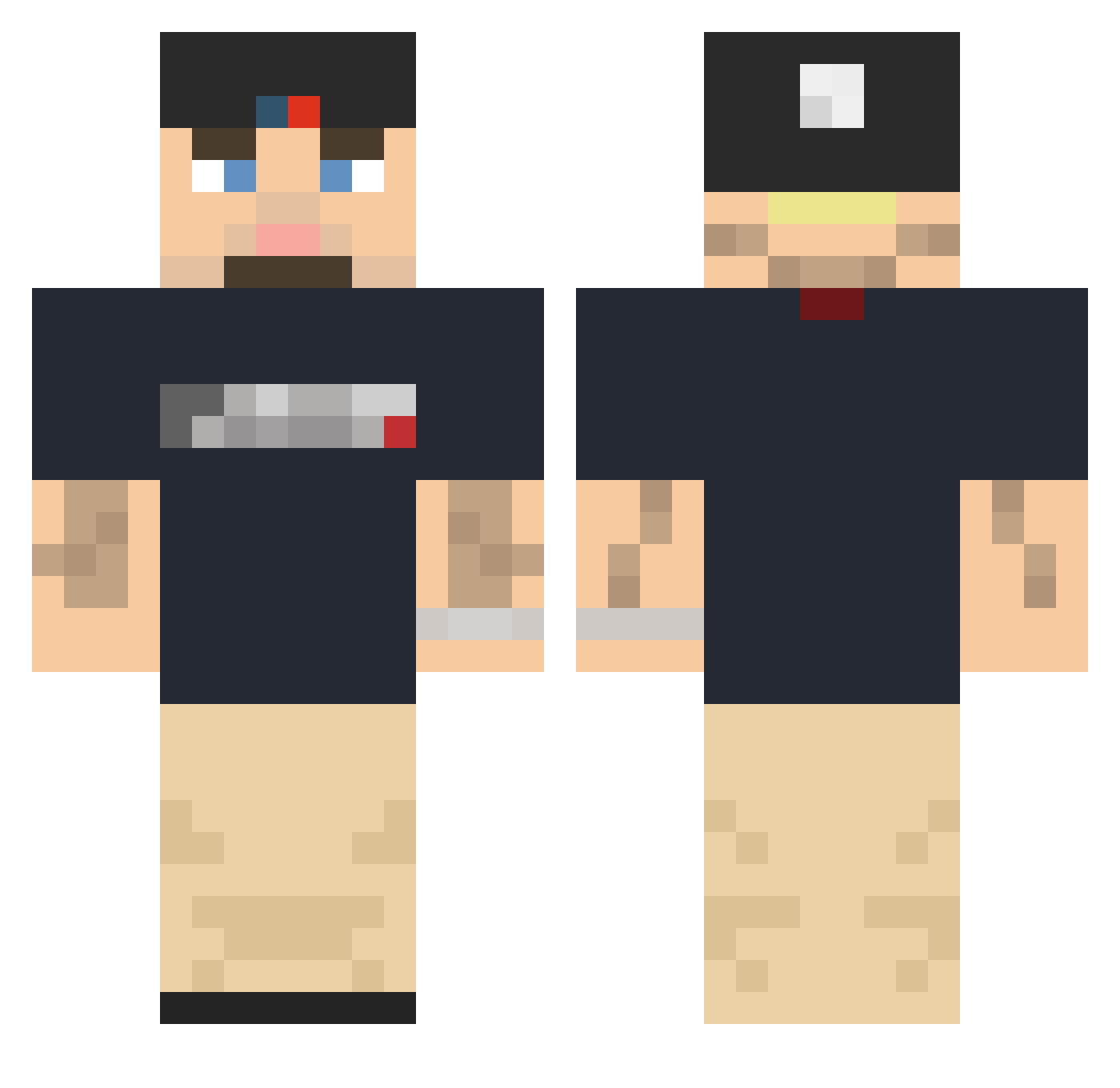 dBzzy Minecraft skin, front and back view
