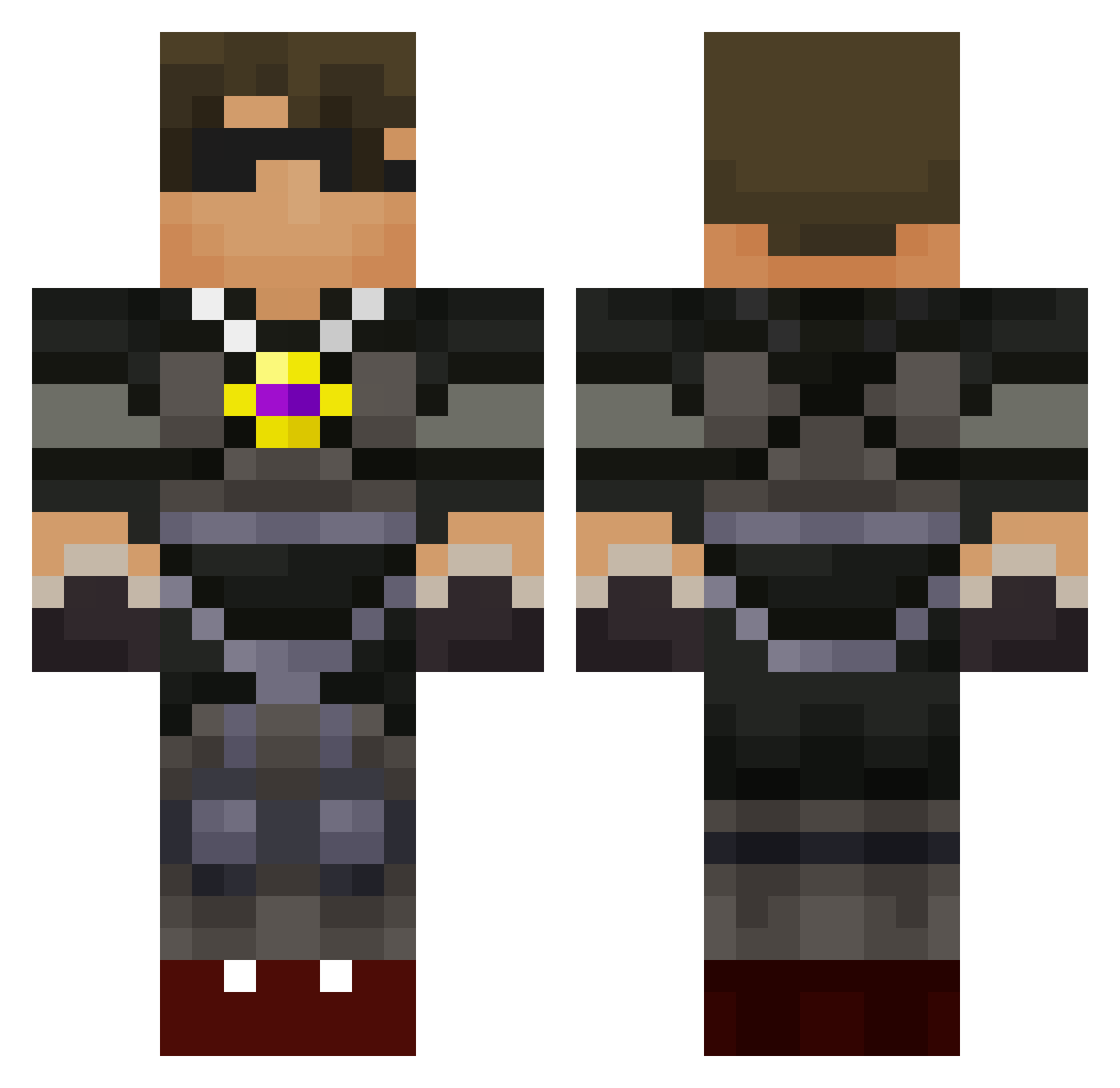 AvidRocket Minecraft skin, front and back view