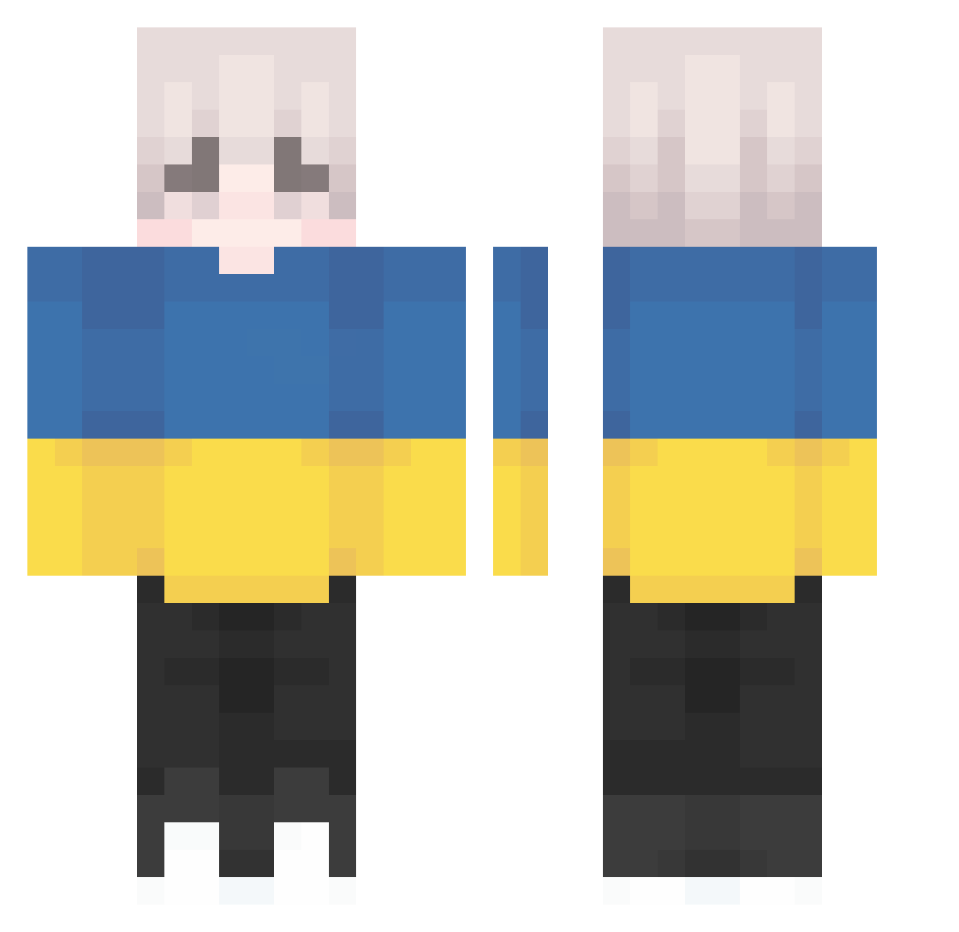 showerer Minecraft skin, front and back view