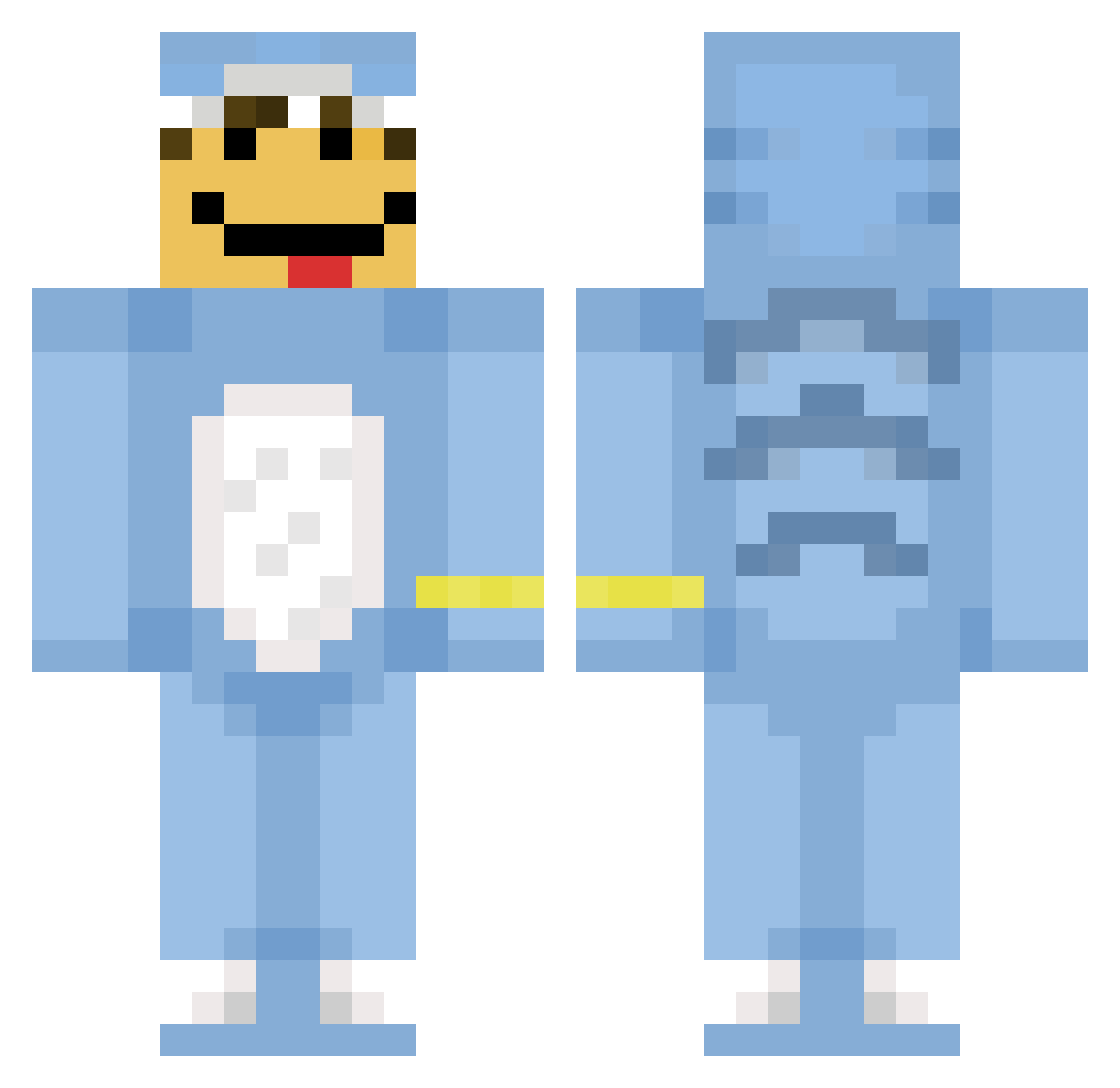 JusLucas Minecraft skin, front and back view