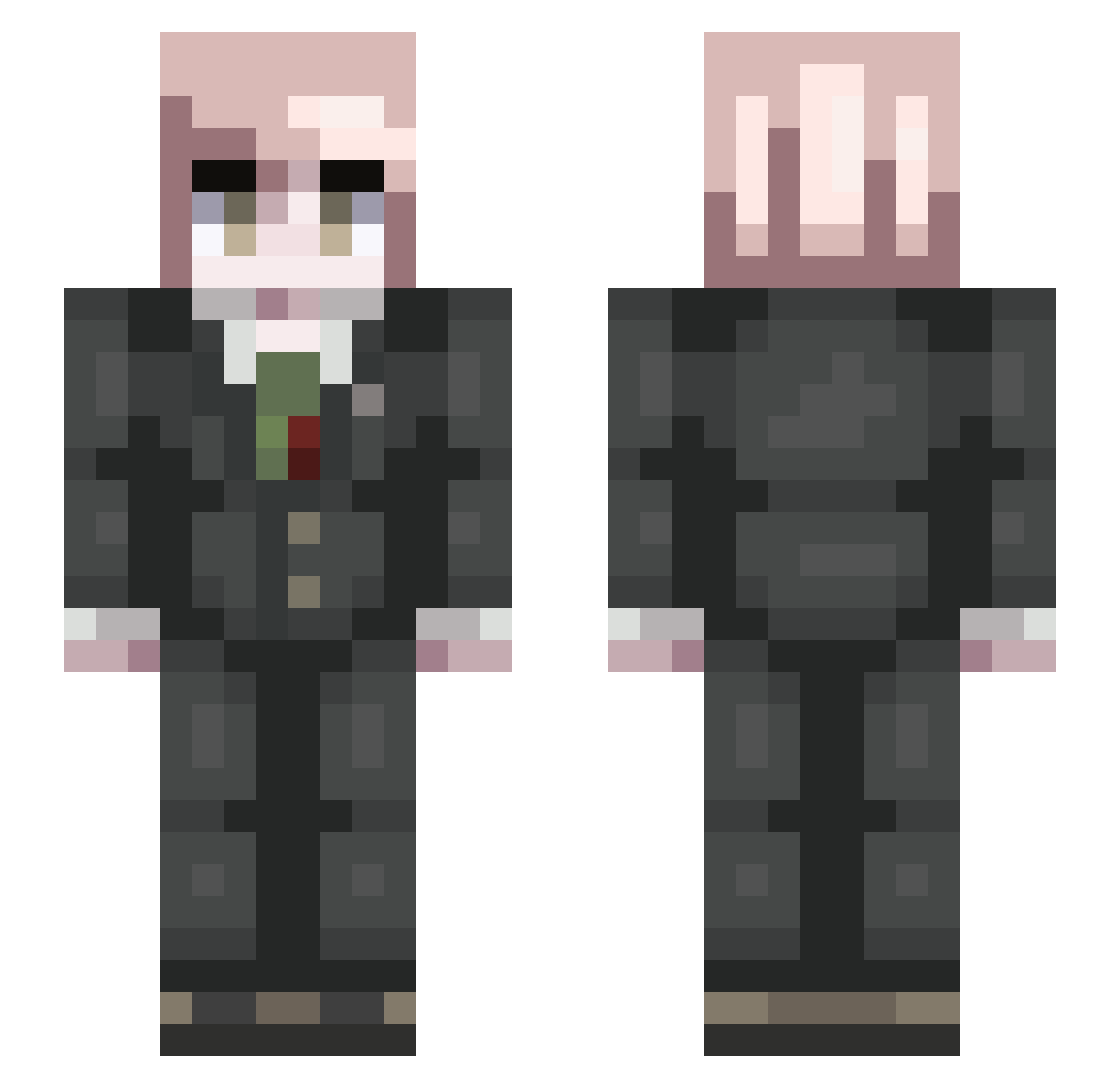 Apathischer Minecraft skin, front and back view