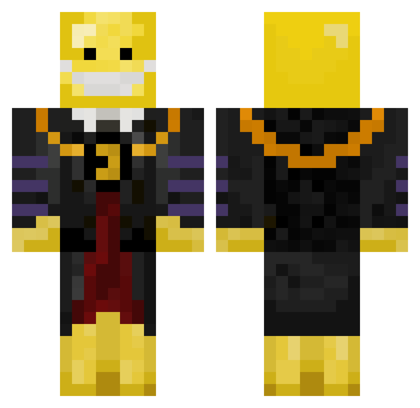 Crimison Minecraft skin, front and back view