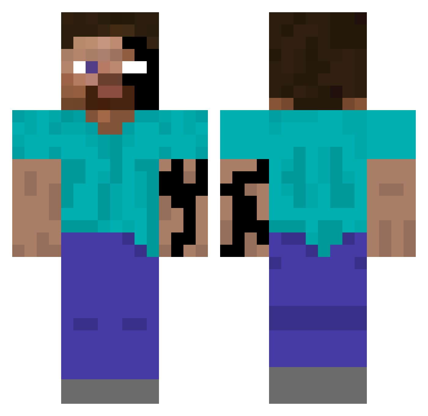Im_halfway Minecraft skin, front and back view